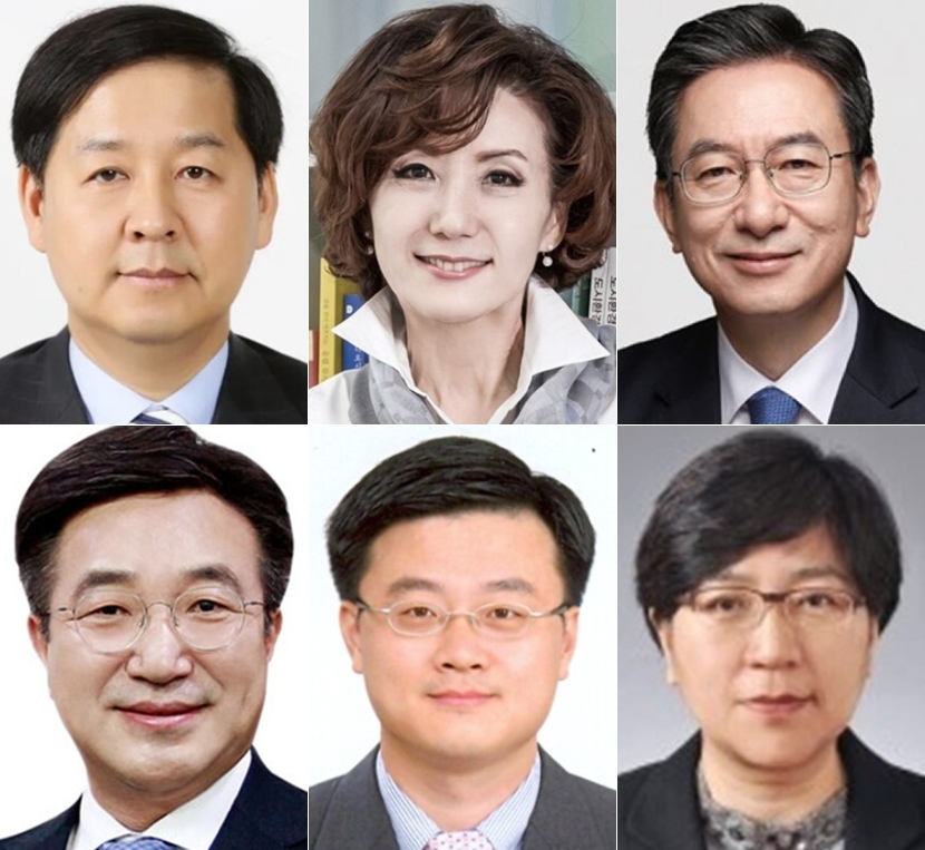 대통령실은 29일 강훈식 대통령비서실장을 통해 이재명 대통령의 장관급 추가 인사를 발표했다. 사진 위 왼쪽부터 구윤철 기획재정부 장관 후보, 이진숙 교육부 장관 후보, 정성호 법무부 장관 후보. 사진 아래 왼쪽부터 윤호중 행정안전부 장관 후보, 김정관 산업통상자원부 장관 후보, 정은경 보건복지부 장관 후보. (사진제공=대통령실)