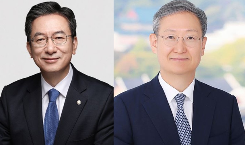 이재명 대통령은 초대 법무부장관에 정성호(왼쪽) 의원과 민정수석으로 봉욱 전 대검찰청 차장검사를 임명했다.(사진제공=대통령실)