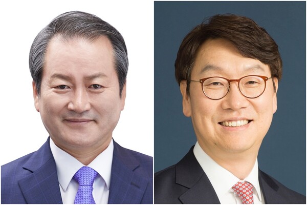  성대규(왼쪽) 동양생명 대표와 곽희필 ABL생명 대표. (사진제공=우리금융지주)