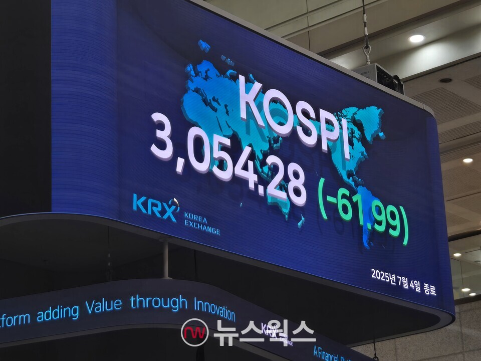 4일 종가 기준 한국거래소 전광판. (사진=박성민 기자)