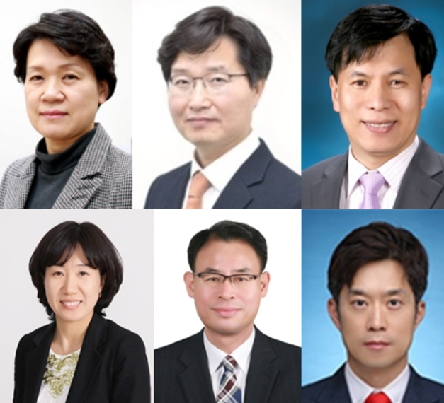 최은옥(윗줄 왼쪽부터 시계방향으로) 교육부 차관, 구혁채 과기부 1차관, 박인규 과학기술혁신본부장, 노용석 중소벤처기업부 차관, 강희업 국토부 2차관, 강윤진 국가보훈부 차관. (사진제공=대통령실)