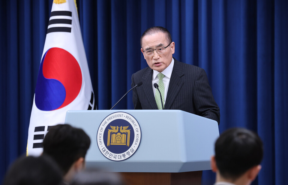 위성락 국가안보실장이 지난 6월 15일 서울 용산구 대통령실 청사에서 G7 정상 외교 관련 브리핑을 하고 있다. (사진=뉴스1)