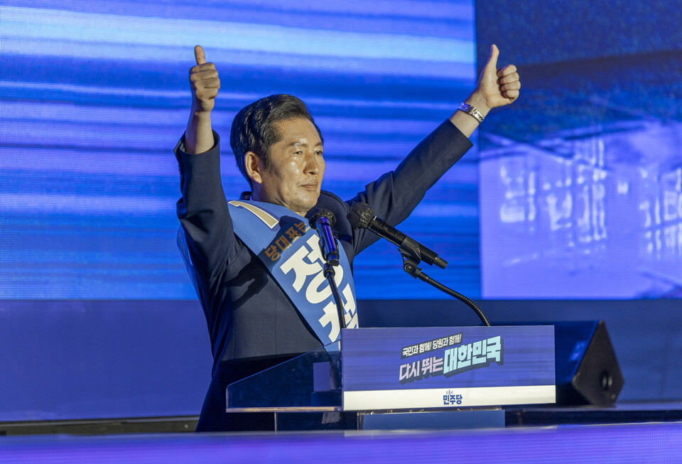 정청래 더불어민주당 당대표 후보가 2일 경기 고양시 킨텍스에서 열린 제2차 임시전국당원대회에서 정견발표를 하고 있다. (사진=뉴스1)