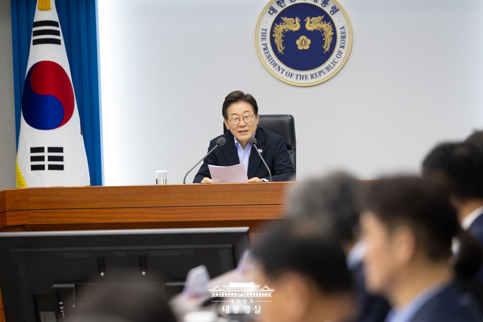 이재명 대통령이 지난 7월 31일 서울 용산 대통령실 청사에서 열린 제6차 수석보좌관회의에서 발언을 하고 있다. (출처=대통령실 홈페이지)