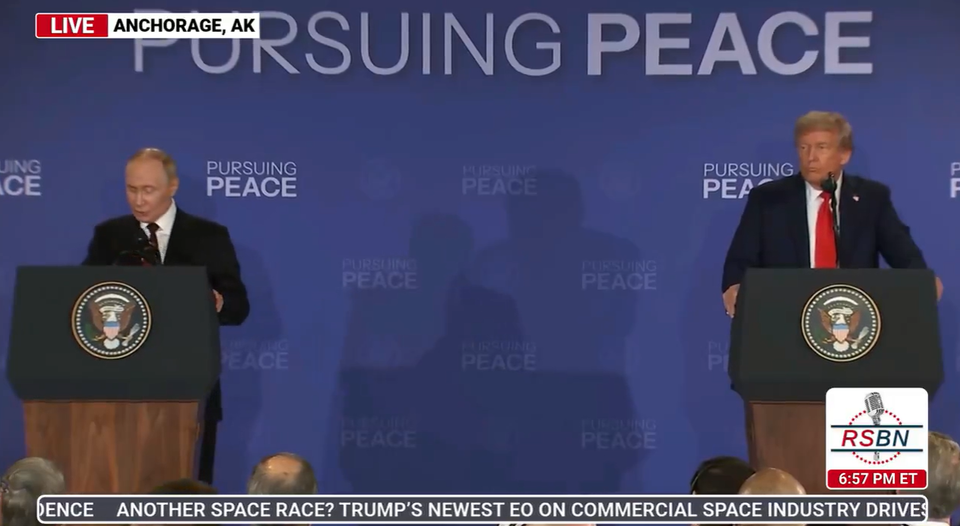 15일(현지시간) 미국 알래스카주 앵커리지의 엘먼도프 리처드슨 합동기지에서 미·러 정상회담이 개최됐다. (출처=트펌프 트루스소셜 계정)