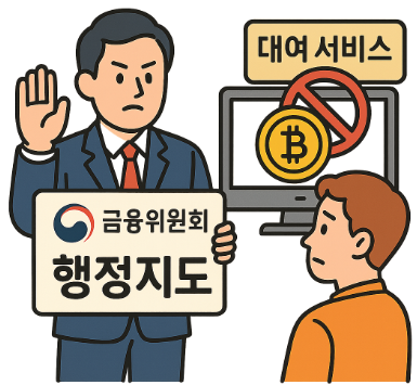 금융위원회가 가상자산 거래소의 '대여 서비스'에 대해 행정지도를 실시하며 신규 영업