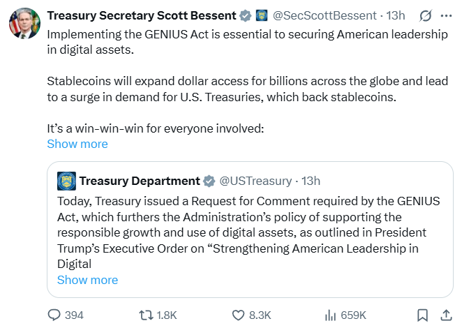 (출처=스콧 베슨트 미국 재무장관 엑스)