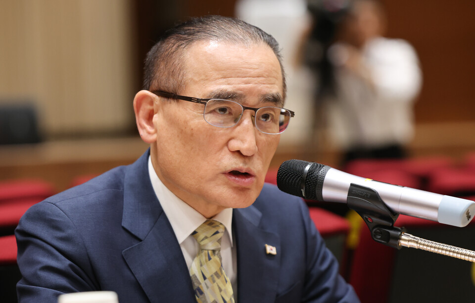 위성락 국가안보실장이 22일 서울 용산구 대통령실 청사에서 열린 기자간담회에서 발언하고 있다. (사진=뉴스1)