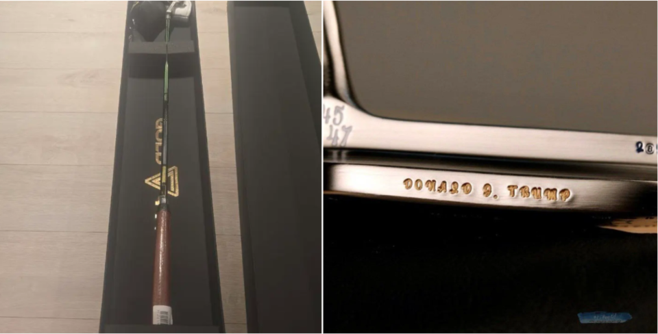 대통령실이 25일(현지시간) 공개한 한미 정상회담을 위해 이재명 대통령이 준비한 국산 골드파이브 수제 맞춤형 퍼터.