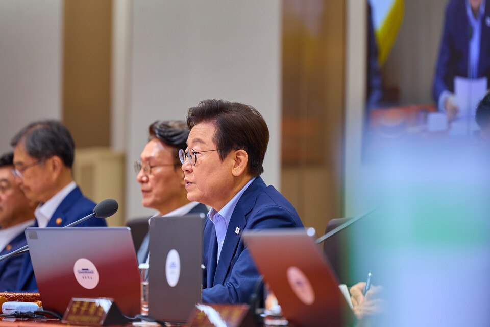 이재명 대통령이 지난 8월 29일 서울 용산 대통령실 청사에서 열린 제39회 임시 국무회의에서 발언을 하고 있다. (사진제공=대통령실)