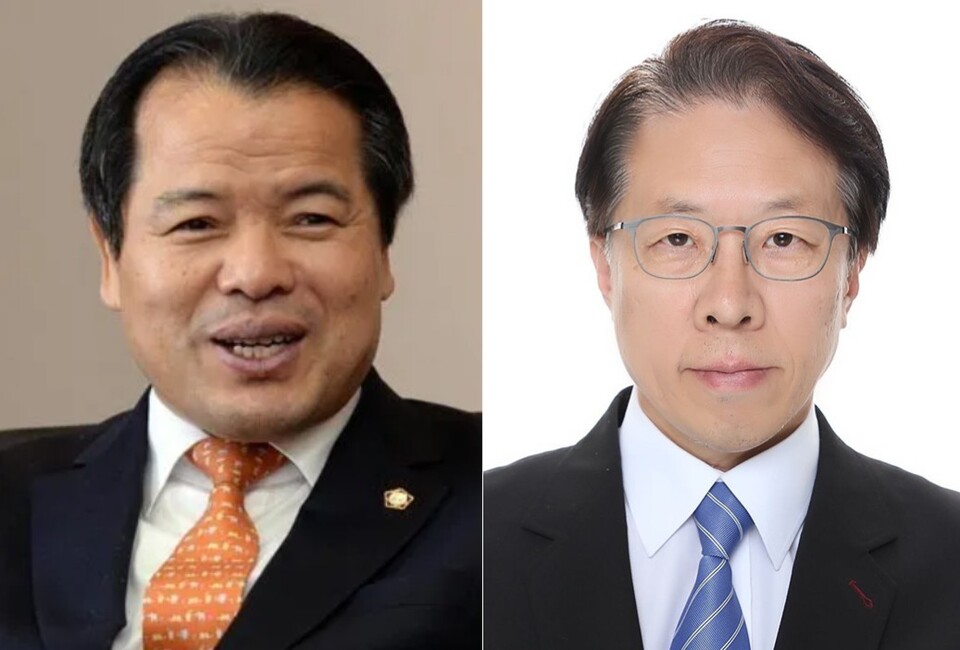 위철환(왼쪽) 중앙선거관리위원회 위원장 후보자, 조성주 대통령실 인사수석비서관 내정자. (사진제공=대통령실)