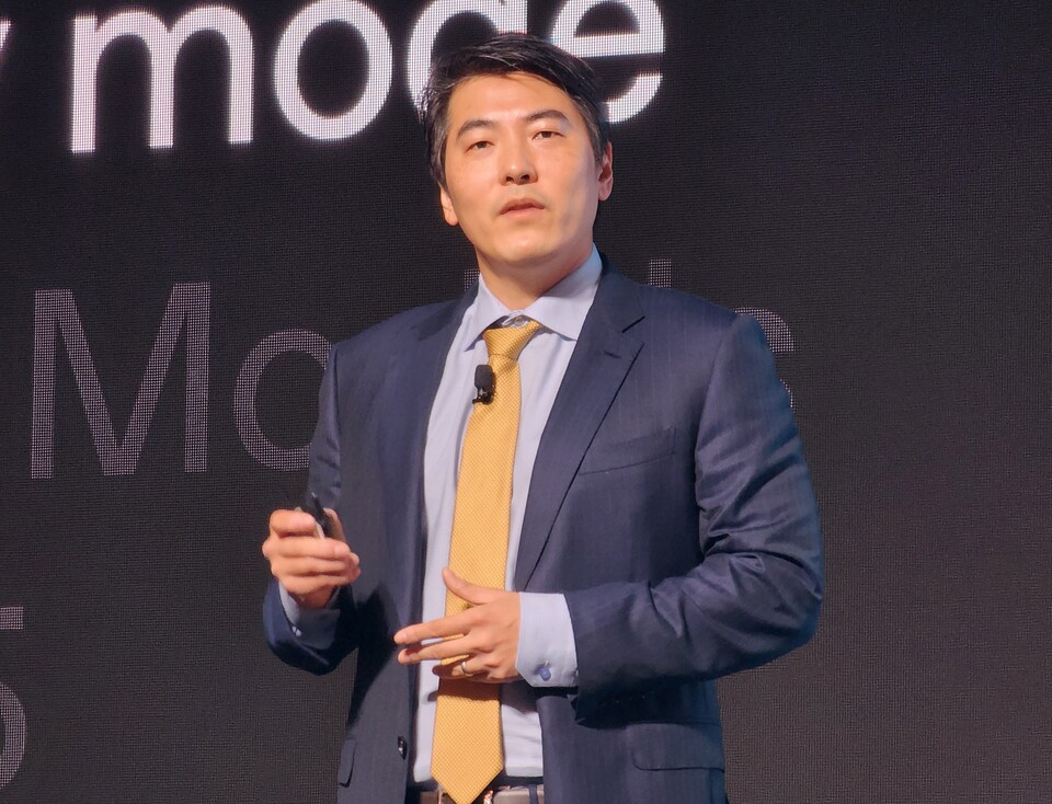 제이슨 권 오픈AI CSO가 10일 기자회견에서 발표를 진행하고 있다. (사진=박광하 기자)