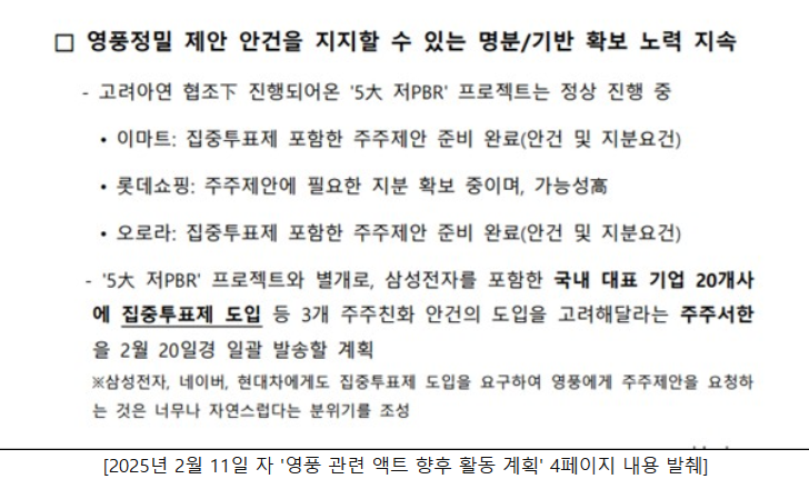 영풍이 공개한 2월 11일자 액트 보고서. (사진제공=영풍)