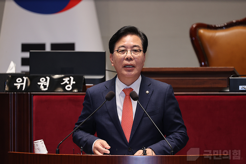 송언석 국민의힘 원내대표가 지난 25일 국회에서 열린 의원총회에서 발언하고 있다. (사진제공=국민의힘)