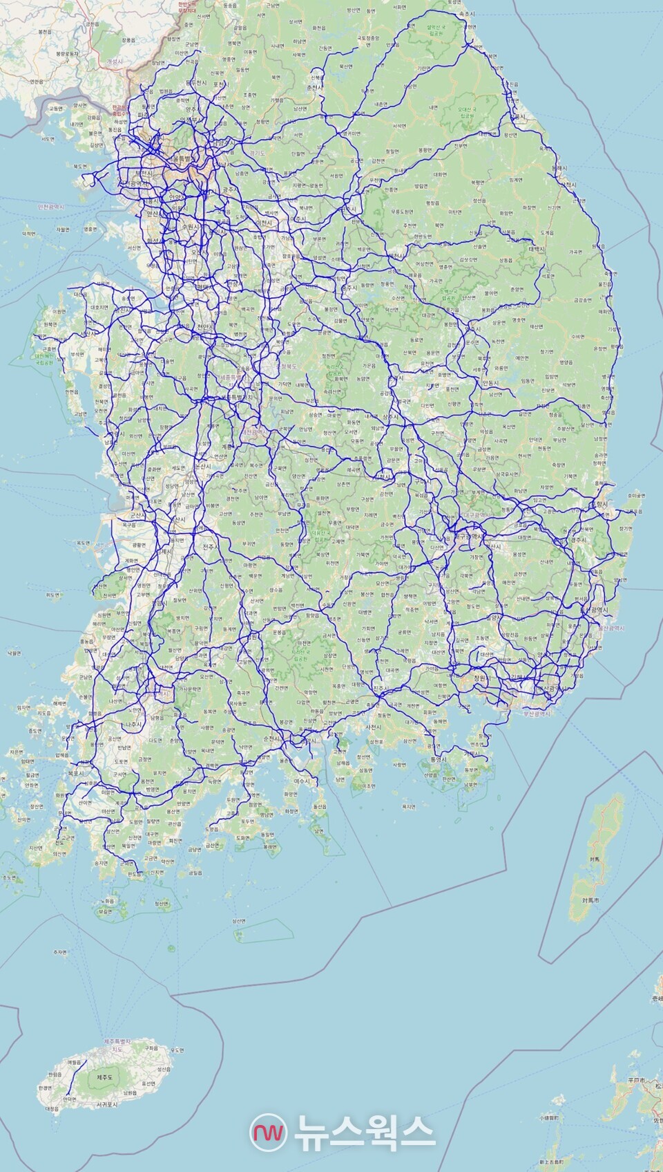 GM '슈퍼크루즈' 적용 전국 고속도로 및 주요 간선도로 지도. (사진제공=한국지엠)