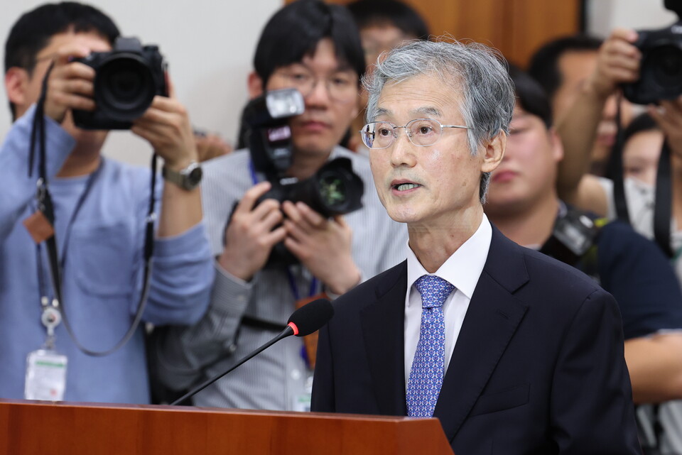 조희대 대법원장이 지난 13일 국회에서 열린 법제사법위원회의 대법원 등에 대한 국정감사에 출석해 인사말을 하고 있다. (사진=뉴스1)