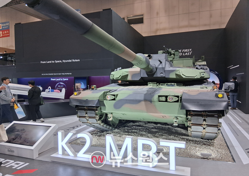 현대로템 제작 'K2' 전차 모형. (사진=안광석 기자)
