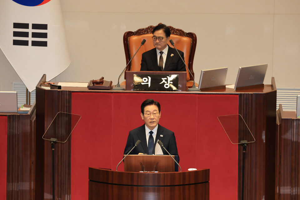 이재명 대통령이 4일 오전 국회 본회의장에서 2026년도 예산안 및 기금운용계획안에 대한 시정연설을 하고 있다. (사진=뉴스1)