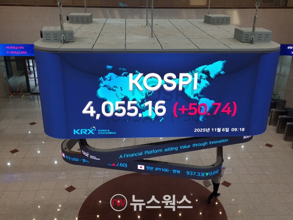 6일 장중 기준 한국거래소 전광판. (사진=김아현 기자)