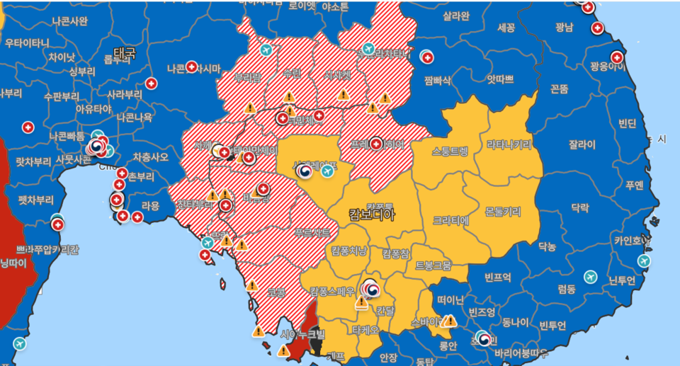 외교부가 캄보디아 전역에 특별여행주의보와 여행금지 등 여행경보를 발령했다. (출처=외교부 해외안전여행)