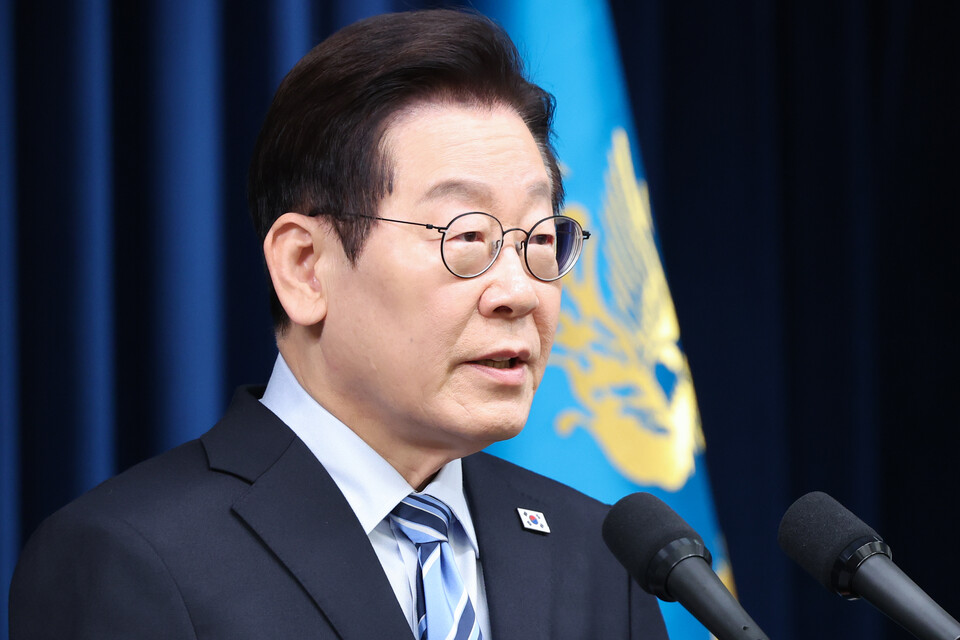 이재명 대통령이 14일 서울 용산 대통령실 청사에서 한·미 팩트시트 타결 결과를 발표하고 있다. (사진=뉴스1)