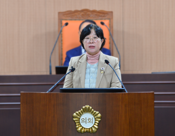 고영임 북구의원이 19일 열린 제306회 제2차 정례회 제1차 본회의 5분 자유발언을 하고 있다. (사진제공=북구의회)