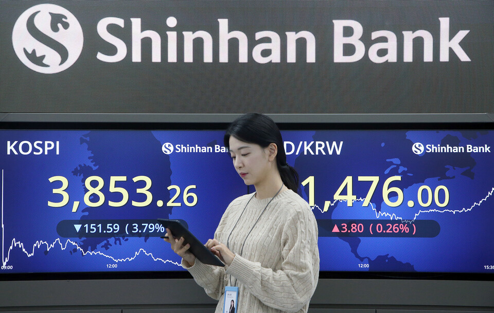 21일 종가 기준 신한은행 딜링룸. (사진제공=신한은행)