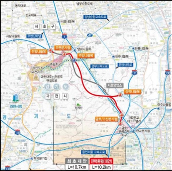 성남∼서초 고속도로 민간투자사업 노선도 (그림제공=기획재정부)