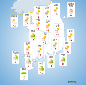 기상청 날씨누리 기반 내일날씨·대설 관련 이미지